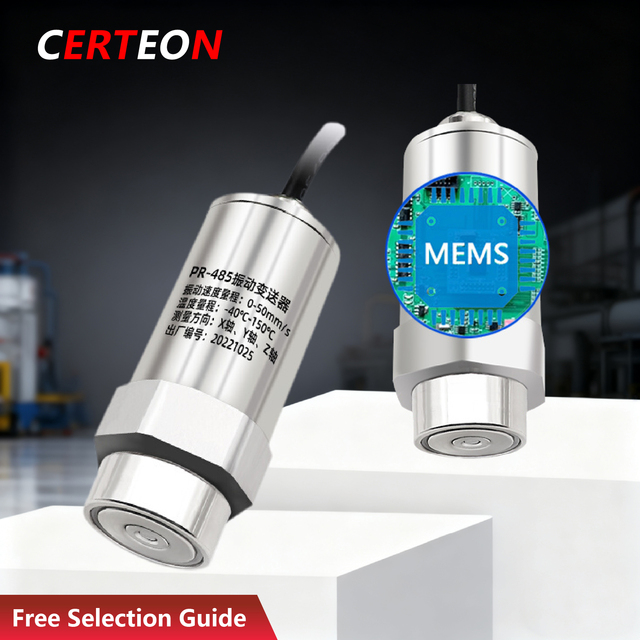 Industrial RS485 AnalogOutput HighTemperature Triaxial SingleAxis MagMount ThreadMount Vibration Temperature Transmitter