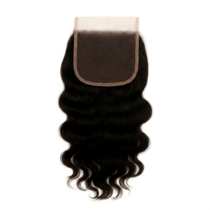 Prothèse capillaire à fermeture en dentelle, raie centrale, ondulations lâches, cheveux indiens Remy noirs à clipser - Product Image 1