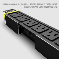 Barre d'alimentation PDU de qualité industrielle supérieure avec protection contre les surtensions, boîtier en alliage d'aluminium, prise US, certifiée CE ISO, 15A 8 prises