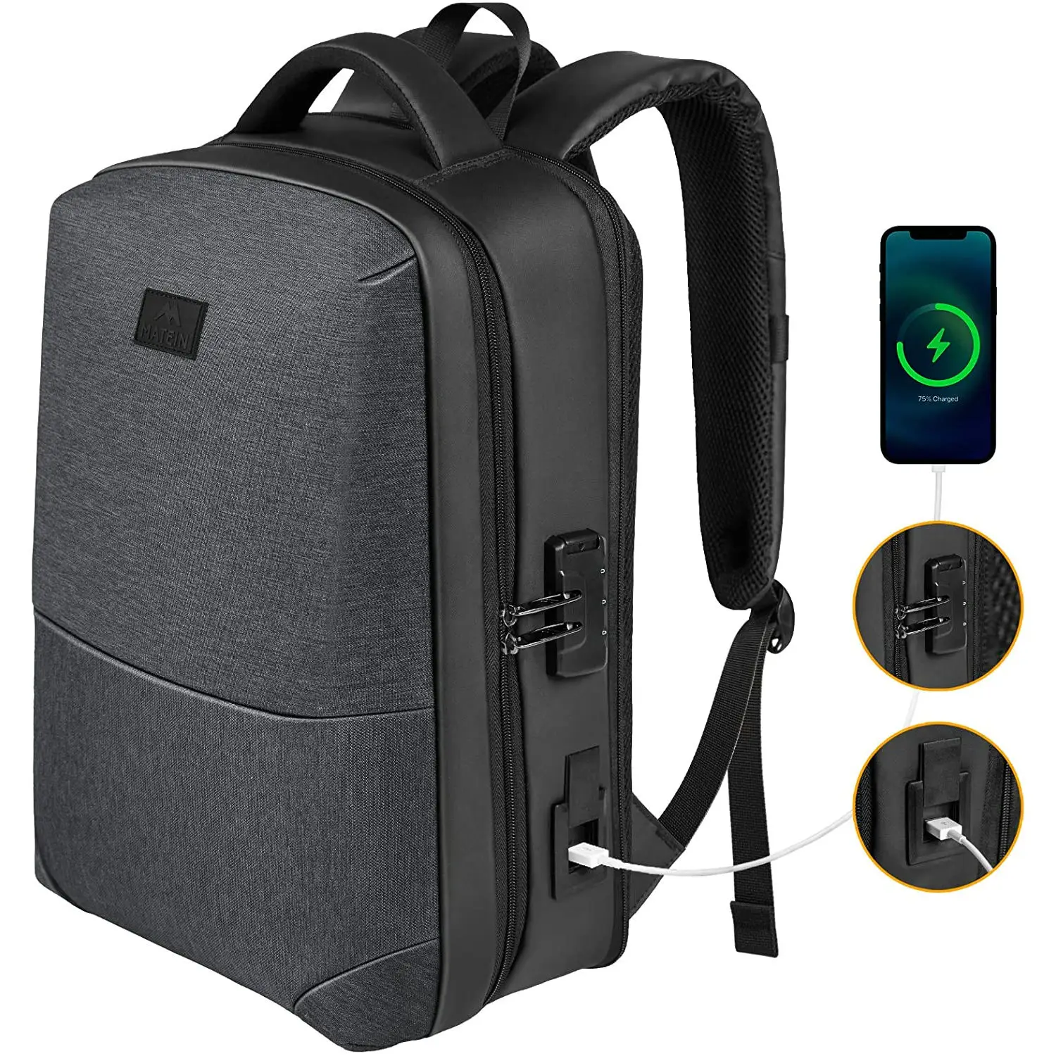 Anti Theft Hard Shell Men Daypack Laptob Backpack 15.6 inch Durable Lock Travel Laptop Mochilas Black Women College School Bags