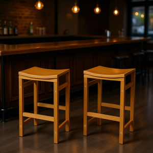 Taburete de Bar de Madera de Teca de 30 Pulgadas con Asiento Acolchado, Diseño Moderno, Mueble para Hogar o Comercial - Product Image 2