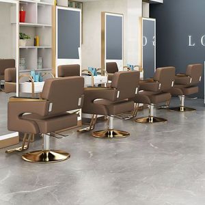 Sillón de Barbería Comercial Moderno de Acero Inoxidable con Elevador de Pies, Modelo 0924, en Cuero PU - Product Image 3