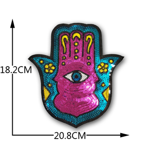 Hot Selling Hamsa Hand Sequined Embroidered Iron on <strong>Patches</strong> - Product Image 3