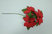 Bunga Poinsettia Kertas Krep Buatan Tangan M1021 Tangkai Merah Dekorasi Natal Seni Rupa Bunga Liburan untuk Pohon Natal Pesta Musim Dingin Rumah