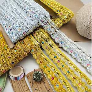 27mm Eco-Friendly 100% Metallic Costume Dress <b>Sewing</b> Trimming Edge Ribbon DIY Clothes Craft <b>Bag</b> Decorative Sequined Knitted - Product Image 2
