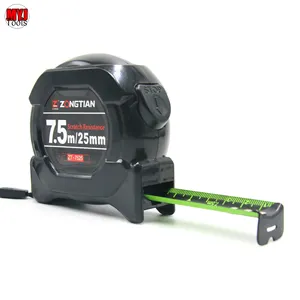 High precision wear-resistant 7.5m mm fluorescent black gold frosted steel tape measure