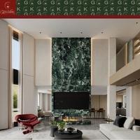 Dalles de marbre vert Alpi GOLDKING pour murs décoratifs, polies, grand format, prêtes à l'emploi pour projets hôteliers et villas de luxe