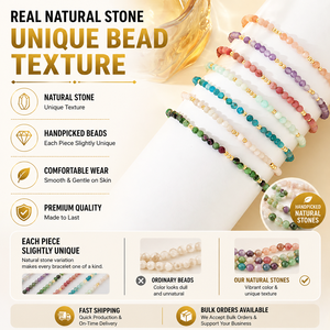 Go2boho Semi-Precious Stone <strong>Stretch</strong> Bangles Colorful Natural Stone Fashion Jewelry Dainty Gemstone Beaded <strong>Bracelets</strong> for Women - Product Image 1