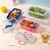 Boîte à lunch mignonne, micro-ondable, sans BPA, 2 compartiments, réutilisable, en plastique, bento, pour enfants et étudiants