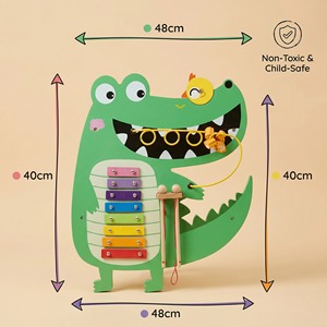 Jouet mural <span class=keywords><strong>éducatif</strong></span> en bois Montessori Crocodile - Symbiose animale, cognition des reptiles, sûr, non toxique, peu encombrant pour les enfants de 2 à 13 ans - Product Image 2
