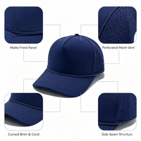 Gorra de golf de 5 paneles en blanco, de poliéster impermeable, perforada con láser, para deportes, correr, béisbol, con logotipo personalizado