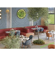 Ensemble de banquettes en forme de U sur mesure, tables basses en marbre et chaises en bois pour café et restaurant, sièges de banquettes personnalisés