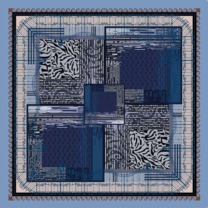 Vintage Geometric Patchwork <b>Scarf</b> 70*70cm Polyester Satin <b>Square</b> <b>Scarves</b> for Women All-Season Casual & Formal Use - Product Image 3