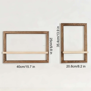 Étagère flottante à trois niveaux en bois marron/noir style Art Déco, pour rangement décoratif mural, chambre, salle de bain, anniversaire - Product Image 3