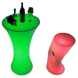 Outdoor RGB Light Up LED Bar Table Furniture,Plastic Cocktail Bar Lighting Table,Lighted LED Portable Bar Table For Night Club