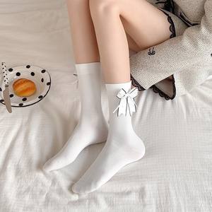 ถุงเท้าผ้าฝ้ายกันการเกิดรอยขาดสำหรับผู้หญิงถุงเท้าเกาะกลางมีโบว์แบบบางน่ารักสำหรับผู้หญิงสำหรับฤดูใบไม้ผลิและฤดูร้อน - Product Image 5