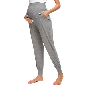 Taille haute ventre maternité <span class=keywords><strong>pantalon</strong></span> printemps automne femmes enceintes vêtements tricotés grossesse survêtement <span class=keywords><strong>pantalon</strong></span> - Product Image 2