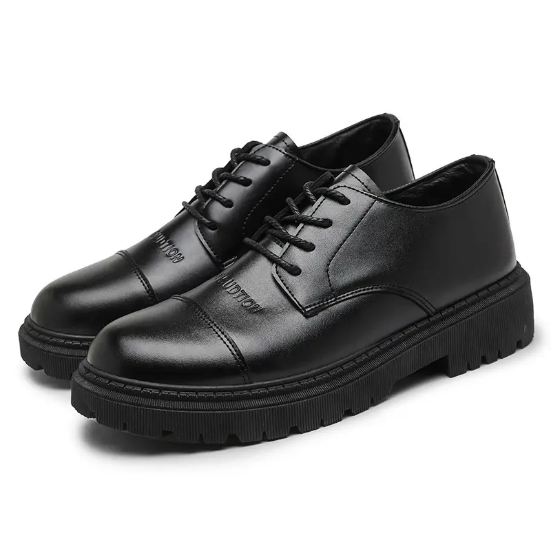 New spot small leather shoes men's thick-soled increased pure color simple British style casual men's Heighten leather shoes
