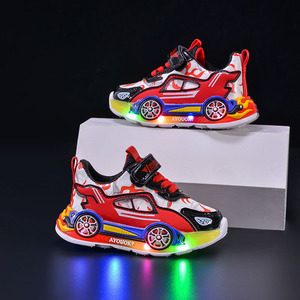 Nuove Sneakers Luminose Primavera-Autunno 2026, <span class=keywords><strong>Scarpe</strong></span> Casual per Bambini <span class=keywords><strong>con</strong></span> Disegni di Auto, Calzature in PU Leggere Anti-Odore e Impermeabili per Bambini - Product Image 3