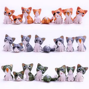 Mini estatueta de jardim em miniatura, 8 estilos de miniaturas de gato, suculentas para artesanato, decoração de casa, presente para crianças