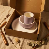 Nouveau produit : Assiette et bol en céramique pour tout-petits avec tasse, vaisselle en porcelaine pour enfant, sans BPA