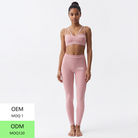 Ensemble de sport pour femmes avec soutien-gorge à bretelles réglables contrastées, leggings taille haute avec poches latérales, soutien-gorge et culottes, ensemble de yoga