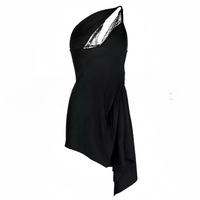 Robe trapèze vintage pour femme 2026, style célébrité européenne et américaine, à col licou, ajourée, en dentelle, épaules dénudées et empiècements