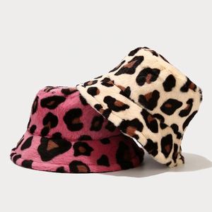 Women Autumn Winter Casual Fisherman <b>Hat</b> Leopard Print Fleece Lined Thickened Windproof Bucket <b>Hat</b> - Product Image 3