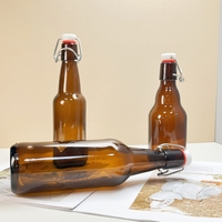 Harga pabrik grosir botol bir kaca coklat 330ml 500ml 750ml 1000ml Amber bulat kosong dengan atasan ayun