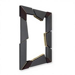 Miroir décoratif mural rectangulaire moderne de haute qualité Daphoco avec bois laqué laiton et cuir pour chambre, salon et maison - Product Image 1