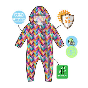 Buttery yumuşak bambu viskon upf50artı güneş güvenli koruyucu kaput nem esneklik 2 yollu fermuar kolay değişim Romper - Product Image 5