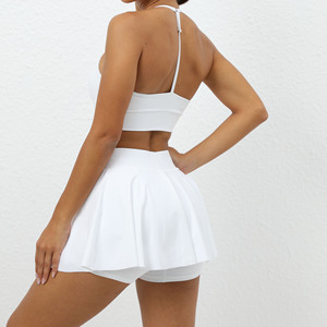 Váy tennis nữ phù hợp với thể thao thân thiện với da nude đẹp áo ngực lưng túi chống phơi sáng váy ngắn hai mảnh quần váy - Product Image 4
