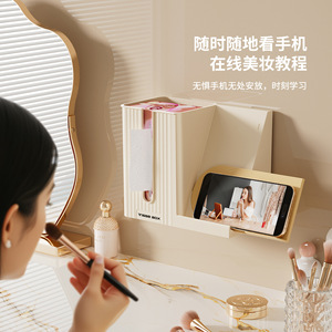 Trisse Box Wall Mounted Tissue Storage With Phone Holder Cream Color Bathroom Shelf For Living Room Kitchen - Product Image 4