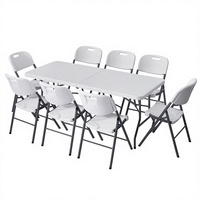 Table pliante d'extérieur - Matériel en polyéthylène, design portable pour utilisation en kiosque, table longue, mobilier d'extérieur