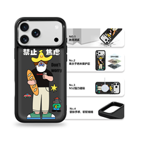 Coque de téléphone AG Feeling Black Edge avec motif anti-anxiété doré pour iPhone 17, 17 Pro Max, 16 Pro, 15, 15 Pro Max, coque magnétique