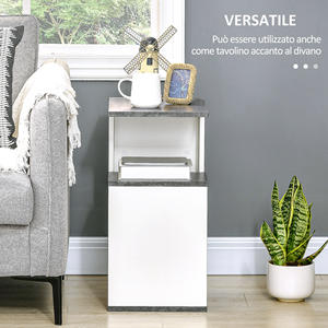 HOMCOM Irregular Design Chipboard Open <b>Shelf</b> Nightstand, 35x29.5x60 cm, Grey and White - Product Image 4