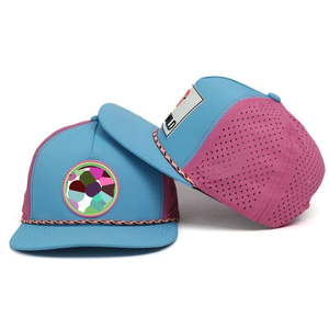 Gorra topi olahraga, tahan air atas keras berlubang pemutar lubang Laser Hydro Snapback Applique - Product Image 5
