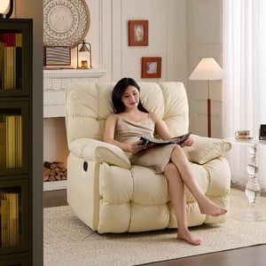 كرسي استرخاء فردي عصري من الدرجة الأولى متعدد الوظائف لغرفة المعيشة مع خاصية الاستلقاء والتدليك الكهربائي والدوران وتصميم كابينة فضائية - Product Image 4