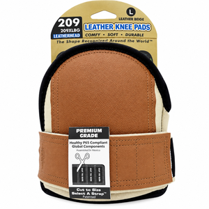 Large Leather <b>Work</b> <b>Knee</b> <b>Pads</b> with Soft Padding and Cut-to-Size Straps, 1 Pair for Flooring and Construction - Product Image 3