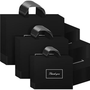 300 Pcs Black Plastic Shopping <b>Bags</b> With Handles 3 Sizes For <b>Small</b> Business Bulk Merchandise Thank You <b>Bags</b> - Product Image 1