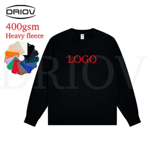 Hot Selling 400g Plain Custom Logo Rundhals-Sweatshirt Pullover Übergroßes Sweatshirt Blank Fleece Herren Baumwoll-Sweatshirt