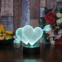 Cadeau de la Saint-Valentin pour petite amie, cœur d'amour holographique 3D à 7 couleurs changeantes, commande tactile électrique, lumières acryliques USB, anniversaire, femme