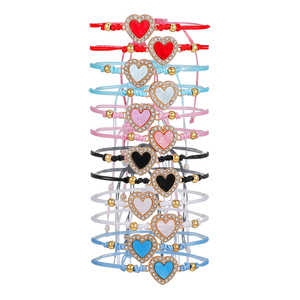 Colorful Hand-Woven <b>Bracelet</b> Set Alloy Heart Pendant Adjustable Fashion <b>String</b> <b>Bracelets</b> - Product Image 1