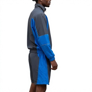 Ensemble 2 pièces personnalisé pour homme avec cordon de serrage, style urbain uni, coupe-vent léger et respirant en polyester et élasthanne, séchage rapide - Product Image 2