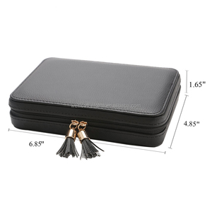 Logo personnalisé en cuir PU organisateur de <span class=keywords><strong>bijoux</strong></span> étui de rangement portable velours petit voyage étui à <span class=keywords><strong>bijoux</strong></span> <span class=keywords><strong>avec</strong></span> <span class=keywords><strong>miroir</strong></span> - Product Image 3