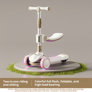 Trottinette pliable 3-en-1 <span class=keywords><strong>pour</strong></span> enfants avec roues LED clignotantes, siège réglable, jouet robuste <span class=keywords><strong>pour</strong></span> enfants <span class=keywords><strong>pour</strong></span> jouer en extérieur - Product Image 3