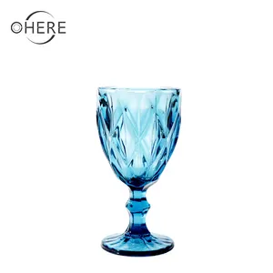 Cálice de água de vidro vintage personalizado, artesanal colorido, copos de vinho decorativos, vidro barato na China