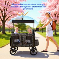 Poussette multifonctionnelle anti-retournement en métal de haute qualité à quatre roues pour jumeaux, design pliable et portable