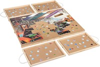 Table de puzzle pliable en bois avec corde en chanvre, jeu de 6 pièces pour l'apprentissage des enfants - Puzzle DIY, taille personnalisable, unisexe