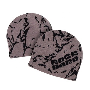 Gorro de punto retro estilo streetwear sin dobladillo con patrón de llamas jacquard, gorro de invierno de acrílico estilo <span class=keywords><strong>anime</strong></span> para hombre, venta al por mayor, personalizado - Product Image 6